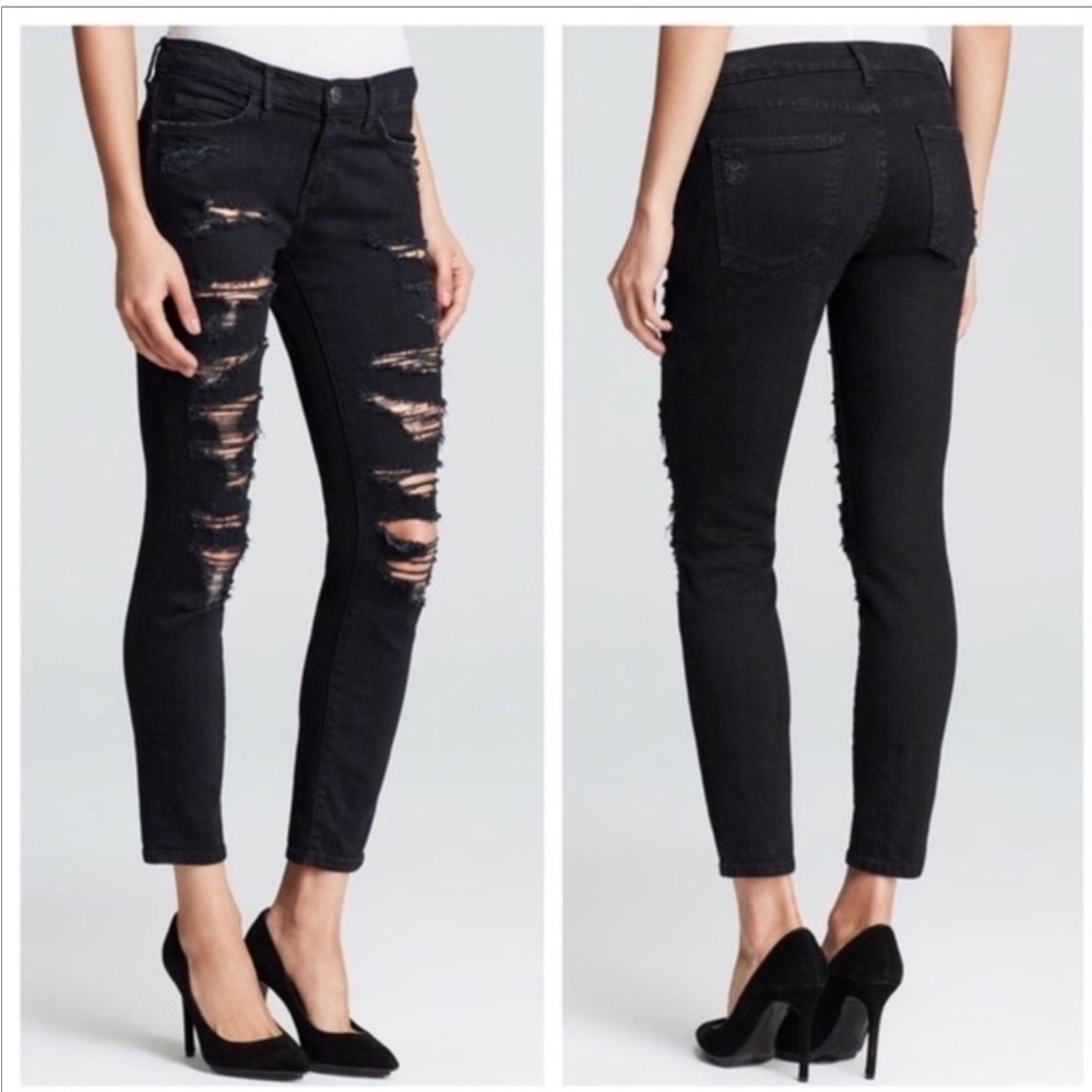 Current/Elliott The Stiletto Black Tattered Size 29